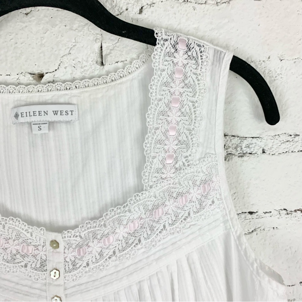 Eileen West White Cotton Lawn Ballet Gown Maxi Nightgown Dress S - Picture 4 of 12